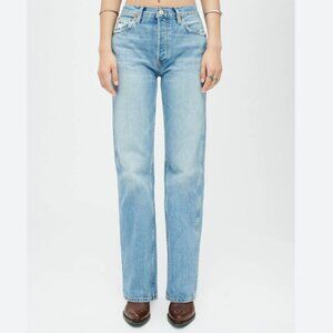 Re/done high rise loose jeans in worn blue